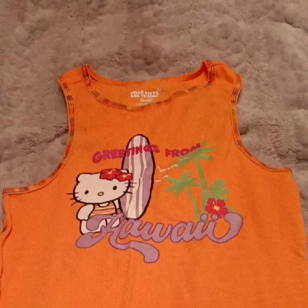 Hello Kitty Orange Graphic Tank Top with Surf Design - Picture 2 of 3